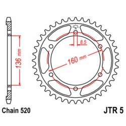 Corona JT SPROCKETS acero estándar 5 - Paso 520 2