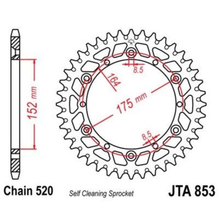 Corona JT 853 de aluminio con 41 dientes
