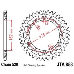 Corona JT 853 de aluminio con 44 dientes