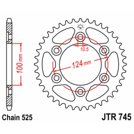 Corona JT SPROCKETS acero estándar 745 - Paso 525