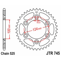 Corona JT SPROCKETS acero estándar 745 - Paso 525