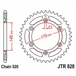 Corona JT SPROCKETS acero estándar 828 - Paso 520