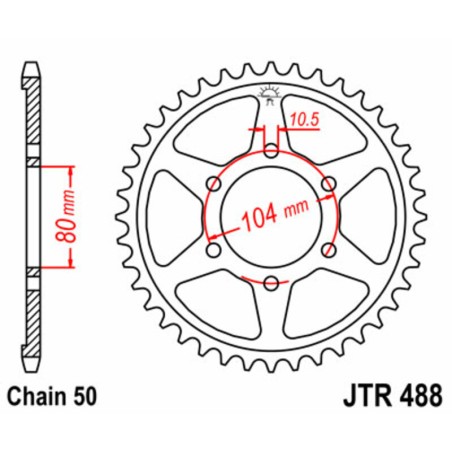Corona JT SPROCKETS acero estándar 488 - Paso 530