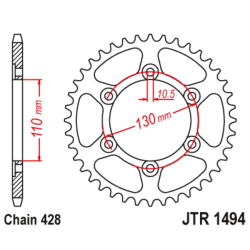 Corona JT SPROCKETS acero estándar 1494 - 428 2