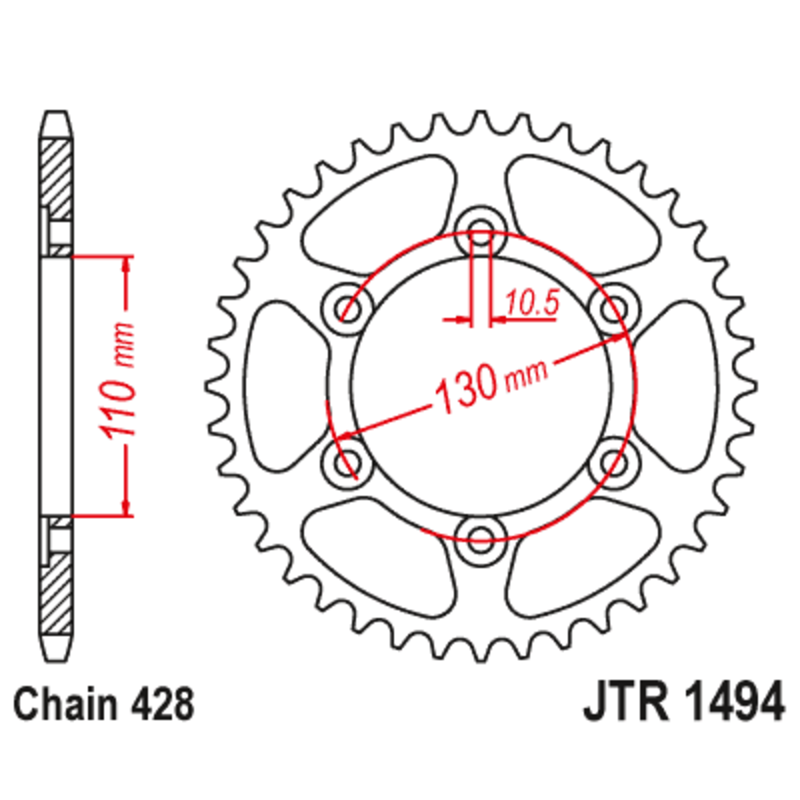 Corona JT SPROCKETS acero estándar 1494 - 428