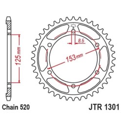 Corona JT SPROCKETS acero estándar 1301 - Paso 520