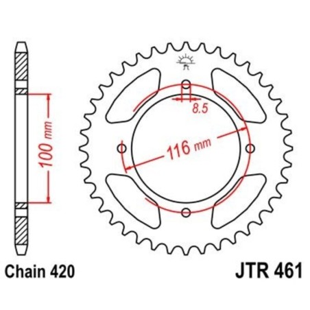 Corona JT 461 de acero con 54 dientes
