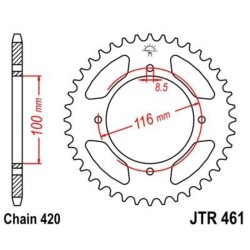 Corona JT 461 de acero con 49 dientes