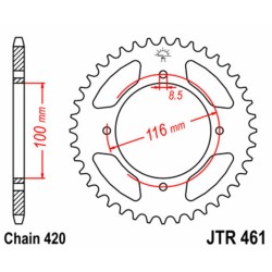 Corona JT 461 de acero con 51 dientes