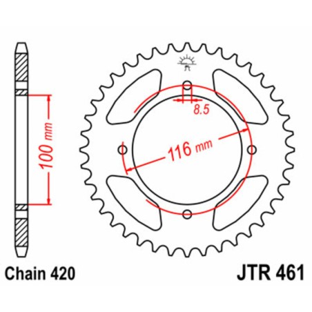 Corona JT 461 de acero con 51 dientes