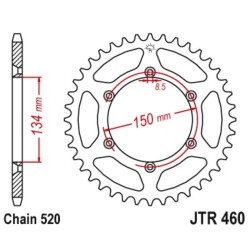 Corona JT 460 de acero con 48 dientes paso 520 autolimpiable