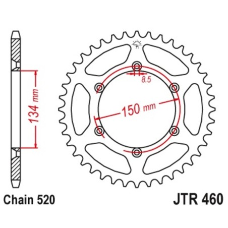 Corona JT 460 de acero con 50 dientes paso 520 autolimpiable
