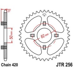 Corona JT 256 de acero con 42 dientes