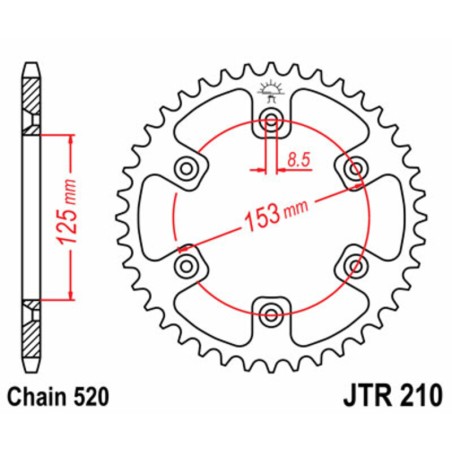 Corona JT 210 de acero con 49 dientes