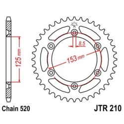 Corona JT 210 de acero con 38 dientes