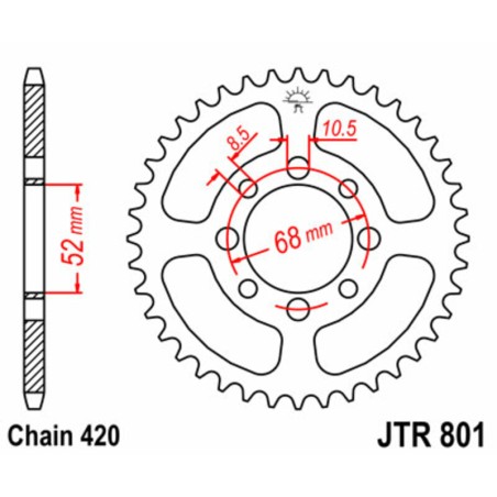 Corona JT 801 de acero con 49 dientes