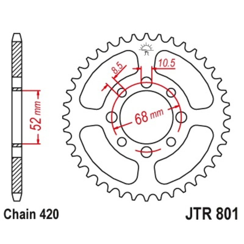 Corona  de acero JT 801 30 dientes