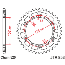 Corona JT Aluminio negro JT 853 con 40 dientes