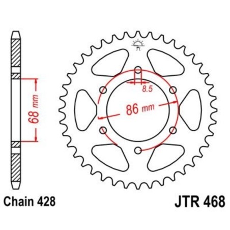 Corona JT 468 de acero con 36 dientes