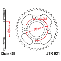 Corona JT SPROCKETS acero estándar 921 - 428