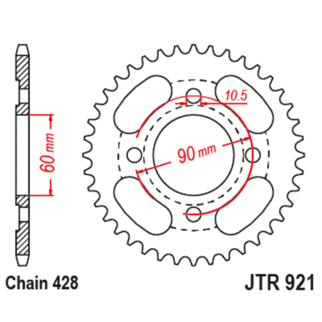 Corona JT SPROCKETS acero estándar 921 - 428