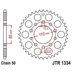 Corona JT 1334 de acero con 39 dientes