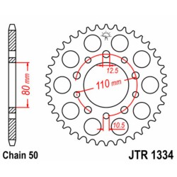 Corona JT 1334 de acero con 40 dientes