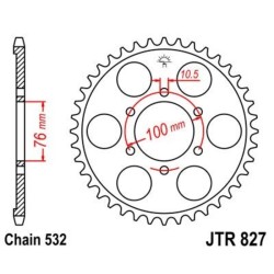 Corona JT SPROCKETS acero estándar 827 - Paso 532