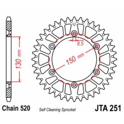 Corona JT 251 de aluminio con 50 dientes