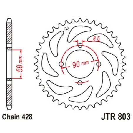 Corona JT 803 de acero con 45 dientes