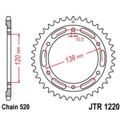 Corona JT SPROCKETS acero estándar 1220 - Paso 520