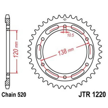 Corona JT SPROCKETS acero estándar 1220 - Paso 520