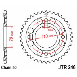 Corona JT 246 de acero con 36 dientes