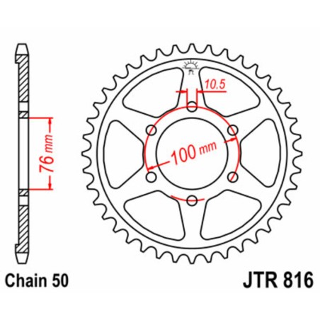 Corona JT SPROCKETS acero estándar 816 - Paso 530