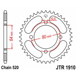 Corona JT SPROCKETS acero estándar 1910 - Paso 520