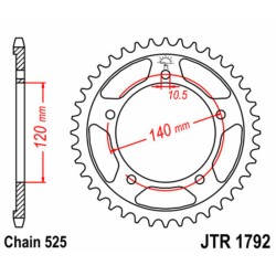 Corona JT SPROCKETS acero estándar 1792 - 525