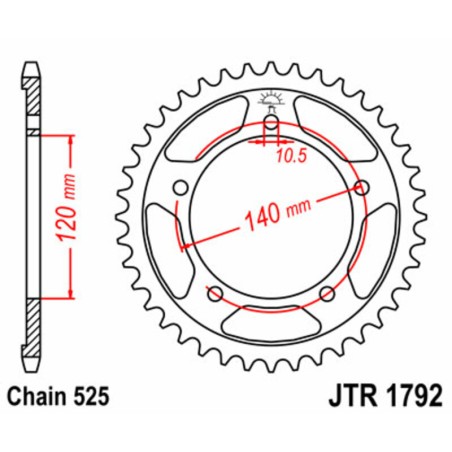 Corona JT SPROCKETS acero estándar 1792 - 525