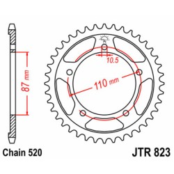 Corona JT SPROCKETS acero estándar 823 - Paso 520