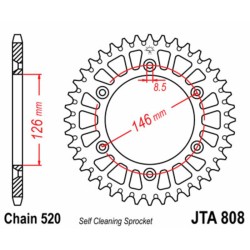 Corona JT 808 de aluminio con 50 dientes