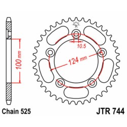 Corona JT SPROCKETS acero estándar 744 - Paso 525