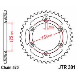 Corona JT 301 de acero con 48 dientes