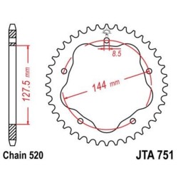 Corona JT 751 de aluminio con 43 dientes