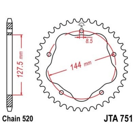 Corona JT 751 de aluminio con 43 dientes