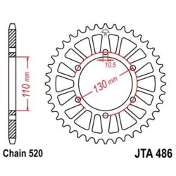 Corona JT 486 de aluminio con 52 dientes