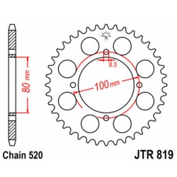 Corona JT SPROCKETS acero estándar 819 - Paso 520