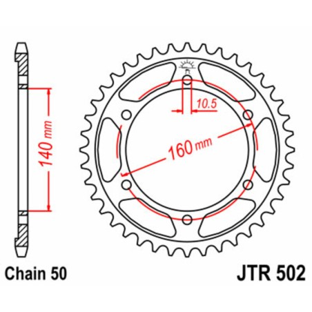 Corona JT SPROCKETS acero estándar 502 - Paso 530