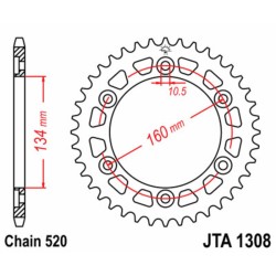 Corona JT SPROCKETS aluminio ultraligera 1308 - Paso 520