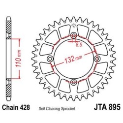 Corona JT 895 de aluminio con 46 dientes