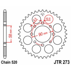 Corona JT SPROCKETS acero estándar 273 - Paso 520