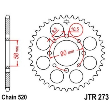Corona JT 273 de acero con 42 dientes